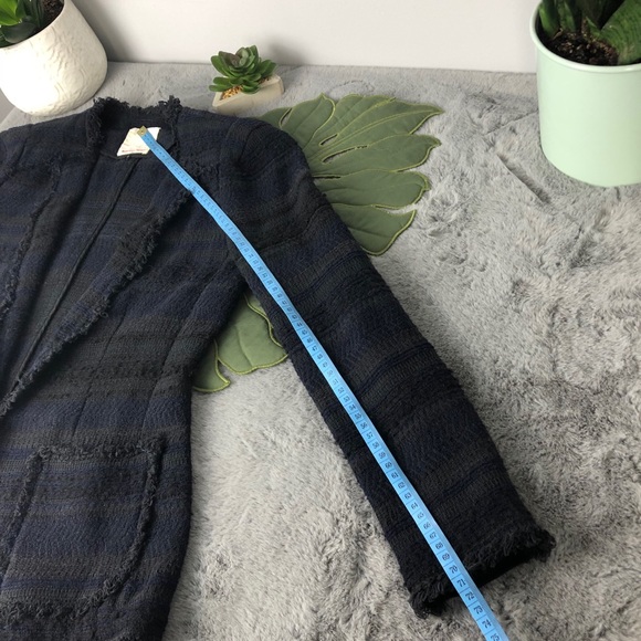 Rebecca Taylor Tweed Blazer with Frayed Edges Navy - Picture 15 of 16